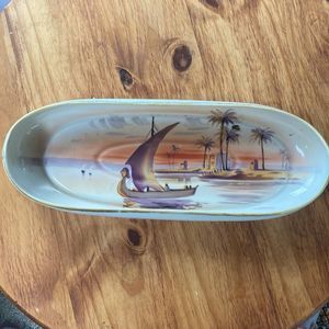 Nippon 12" Porcelain Hand Painted Canoe Shaped Dish / Tray